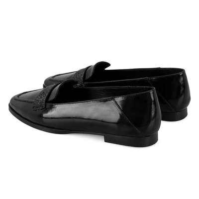 Kadın Siyah Deri Babet