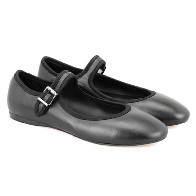 Kadın Siyah Deri Babet