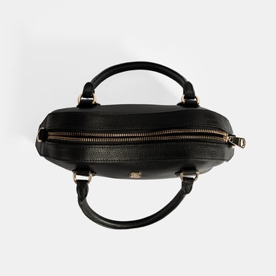 Kadın Siyah Deri Çanta Aksesuarlı Mini El Çantası