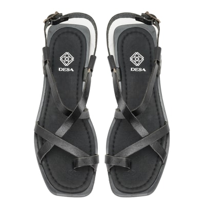 Kadın Siyah Deri Sandalet