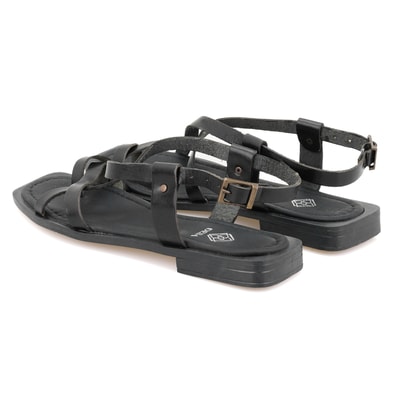 Kadın Siyah Deri Sandalet