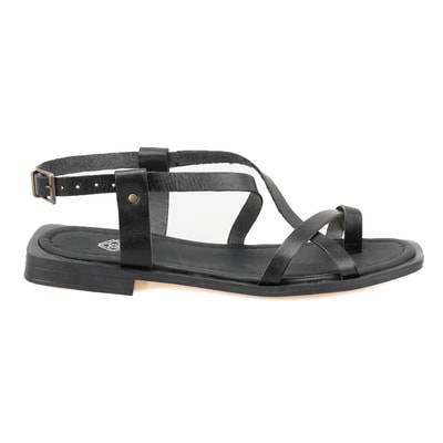 Kadın Siyah Deri Sandalet