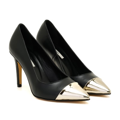 Kadın Siyah Deri Stiletto 