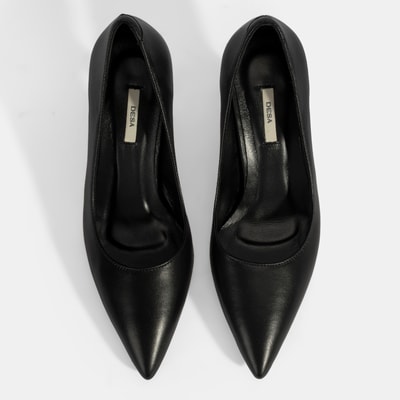 Kadın Siyah Deri Stiletto