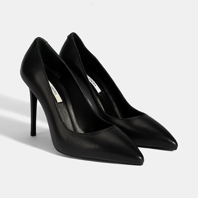 Kadın Siyah Deri Stiletto