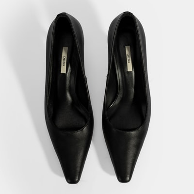 Kadın Siyah Deri Stiletto