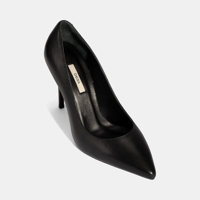 Kadın Siyah Deri Stiletto