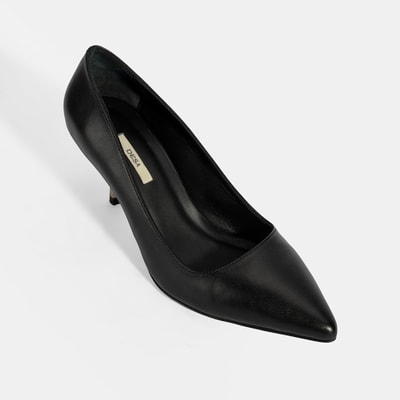 Kadın Siyah Deri Stiletto