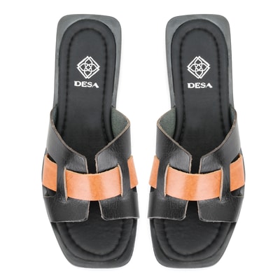 Kadın Siyah Deri Terlik