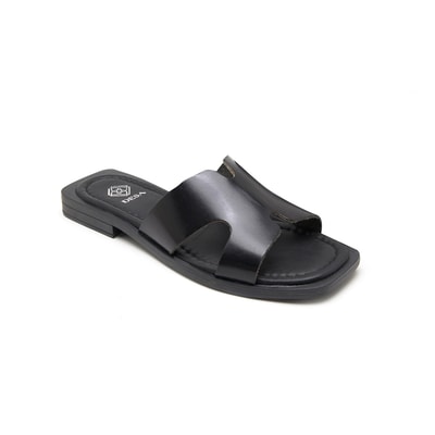 Kadın Siyah Deri Terlik