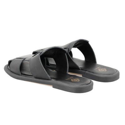 Kadın Siyah Deri Terlik