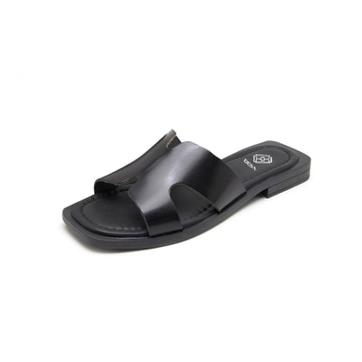 Kadın Siyah Deri Terlik