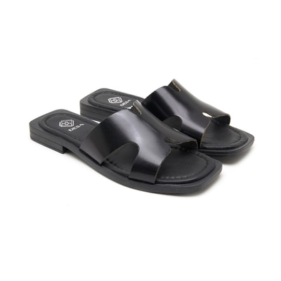 Kadın Siyah Deri Terlik