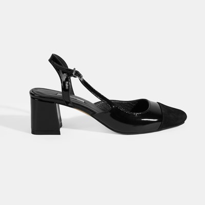 Kadın Siyah Deri Topuklu Klasik Ayakkabı