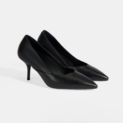 Kadın Siyah Deri Topuklu Klasik Ayakkabı