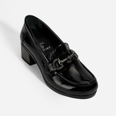 Kadın Siyah DesaComfort Topuklu Rugan Ayakkabı