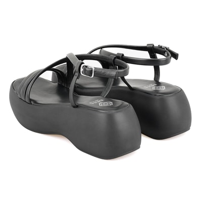 Kadın Siyah Dolgu Tabanlı Sandalet