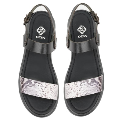 Kadın Siyah Egzotik Deri Sandalet