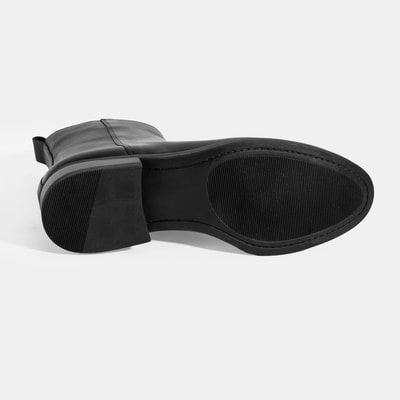 Kadın Siyah Fermuarlı Deri Bot