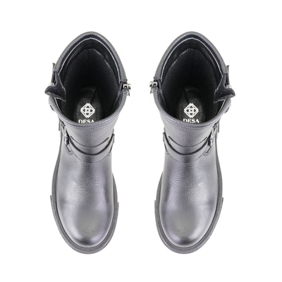 Kadın Siyah Fermuarlı Deri Bot