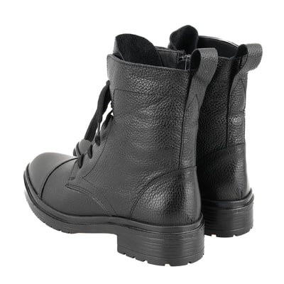 Kadın Siyah Fermuarlı Deri Bot