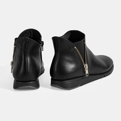 Kadın Siyah Fermuarlı DesaComfort Deri Bot