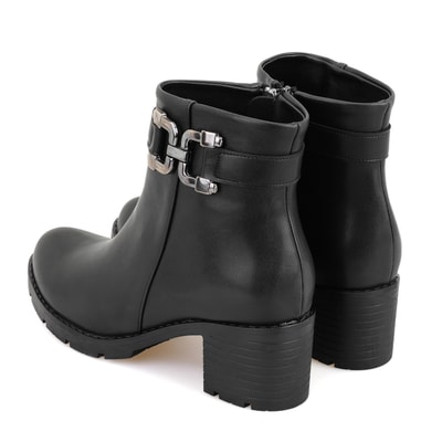 Kadın Siyah Fermuarlı Topuklu Bot