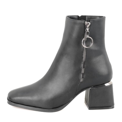 Kadın Siyah Fermuarlı Topuklu Bot