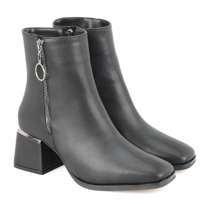 Kadın Siyah Fermuarlı Topuklu Bot