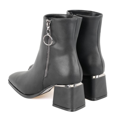 Kadın Siyah Fermuarlı Topuklu Bot