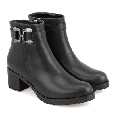 Kadın Siyah Fermuarlı Topuklu Bot