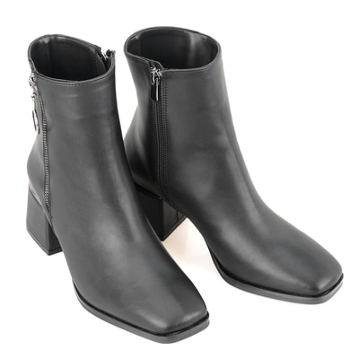 Kadın Siyah Fermuarlı Topuklu Bot