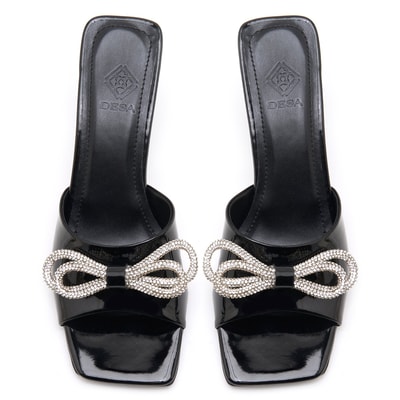 Kadın Siyah Fiyonklu Topuklu Terlik