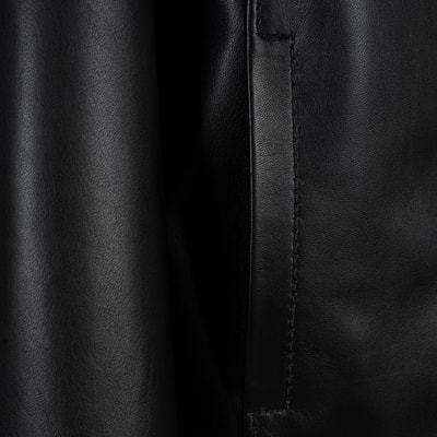 Kadın Siyah Gömlek Yakalı Deri Ceket