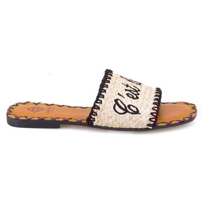 Kadın Siyah Hasır Örgülü Terlik