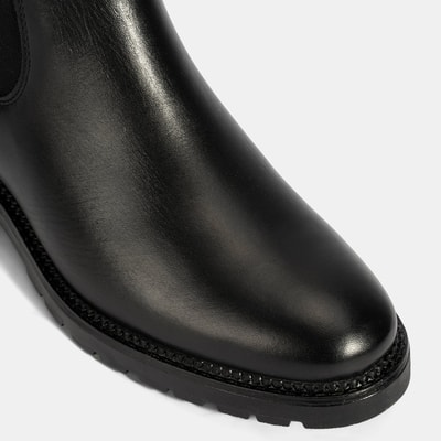 Kadın Siyah Kalın Topuklu Deri Bot