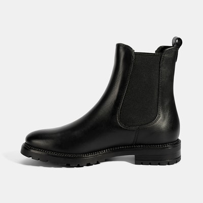 Kadın Siyah Kalın Topuklu Deri Bot