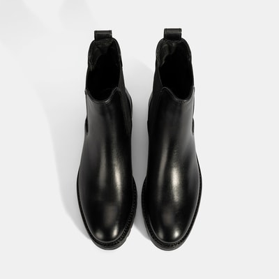 Kadın Siyah Kalın Topuklu Deri Bot