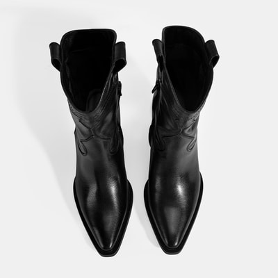 Kadın Siyah Kalın Topuklu Deri Bot