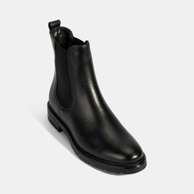 Kadın Siyah Kalın Topuklu Deri Bot