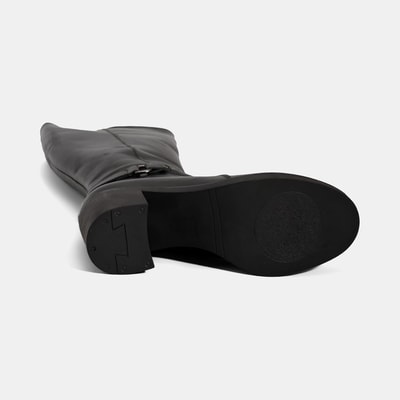 Kadın Siyah Kalın Topuklu Deri Çizme