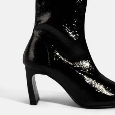 Kadın Siyah Kalın Topuklu Stretch Bot