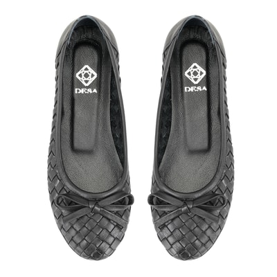 Kadın Siyah Kapitone Deri Babet