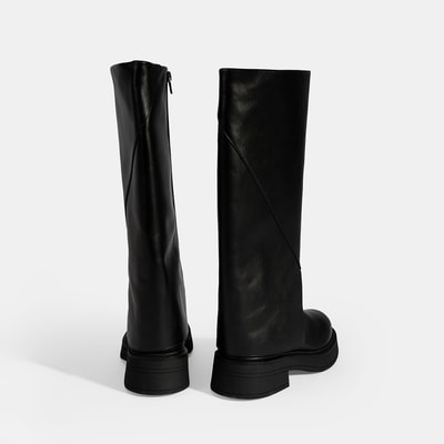Kadın Siyah Katlama Detaylı Deri Çizme