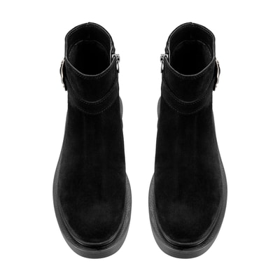 Kadın Siyah Kemer Aksesuarlı Süet Bot