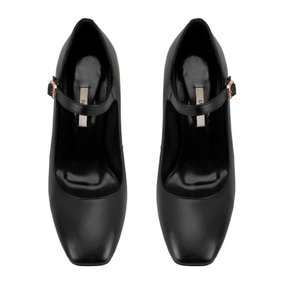 Kadın Siyah Klasik Topuklu Deri Ayakkabı