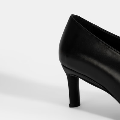 Kadın Siyah Klasik Topuklu Deri Ayakkabı