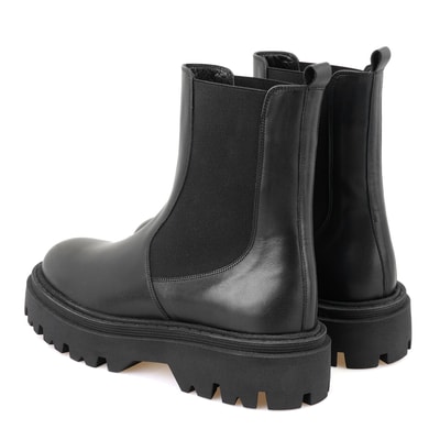 Kadın Siyah Lastikli Deri Chelsea Bot