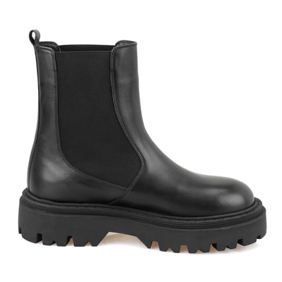 Kadın Siyah Lastikli Deri Chelsea Bot