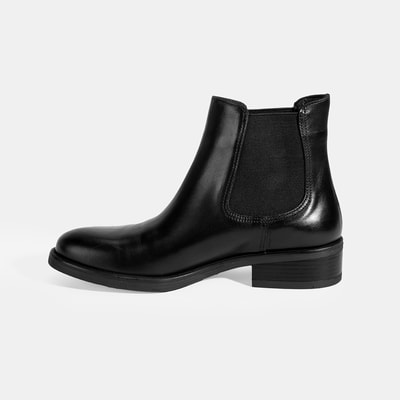 Kadın Siyah Lastikli Deri Chelsea Bot